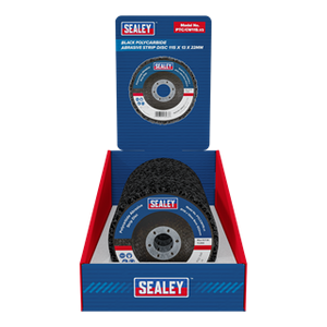 Sealey | 115 x 13mm Black Polycarbide Abrasive Strip Disc 22mm Bore - Display Box of 10 - PTC/CW115DB