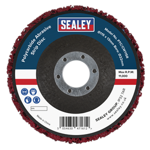 Sealey | Polycarbide Abrasive Strip Disc 115 x 13 x 22mm - Red - PTC/CW115R