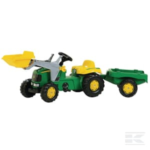 Pedal tractor with front-loader and trailer, John Deere, from age 2.5, rollyKid by Rolly Toys - R02311