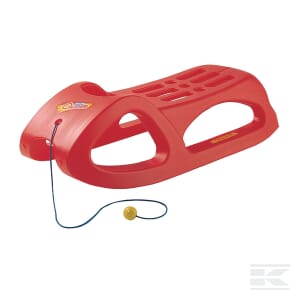 The Snow Cruiser Red - R20012 by Rolly Toys is a red plastic sled featuring a perforated design and equipped with a pull cord at the front, capable of supporting up to 100 kg.