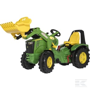 Pedal tractor with front loader, John Deere 8400R with brake and gears - R65107