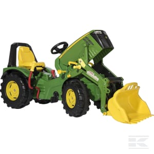 Pedal tractor with front loader, John Deere 8400R with brake and gears - R65107