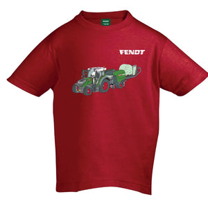 Fendt Kids Red Power T-Shirt 100% Cotton with Tractor Print - X99102519