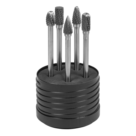 Sealey Tungsten Carbide Rotary Burr Set Extra Long 5pc SDBK5XL
