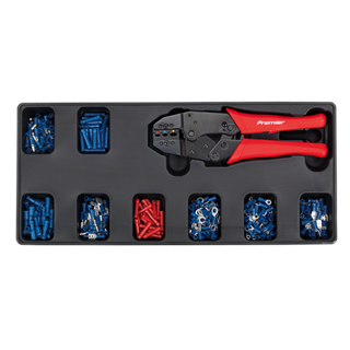 Tool Tray with Ratchet Crimper & 325 Assorted Insulated Terminal Set - TBT16 - Farming Parts