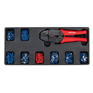 Tool Tray with Ratchet Crimper & 325 Assorted Insulated Terminal Set - TBT16 - Farming Parts