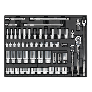 Tool Tray with Socket Set 55pc 3/8" & 1/2"Sq Drive - TBT31