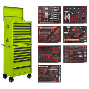 Superline PRO® Tool Chest Combination 14 Drawer with 446pc Tool Kit - Green