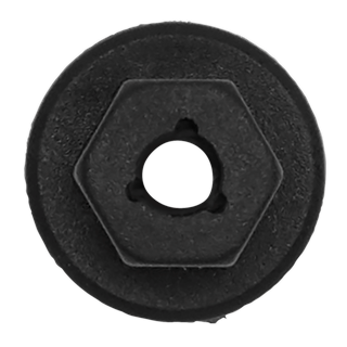 Sealey Locking Nut, Ø16mm x 10mm, Ford, GM - Pack of 20 (TCLN0508), with a black hexagonal screw head featuring a central hole on a circular base, against a white background.