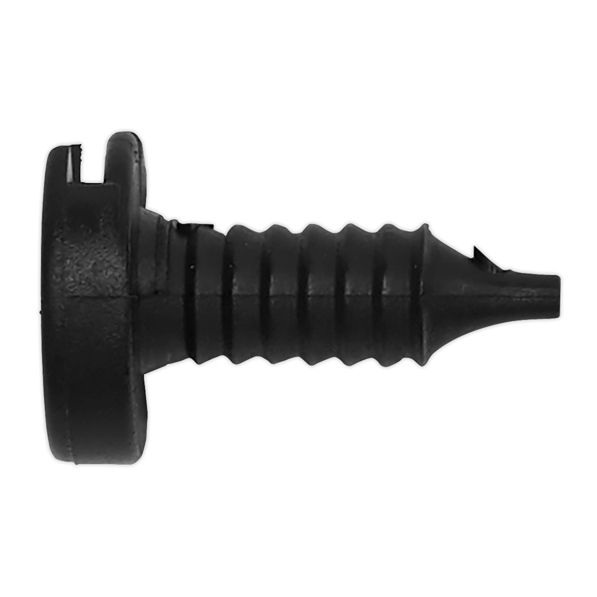 Close-up image of the Sealey Panel Clip (Product Code: TCPC1320), commonly used as a door panel clip in Land Rover vehicles, featuring a black plastic push-type rivet fastener with a ribbed shank and round head. This specific clip measures Ø13mm x 21mm and comes in a pack of 20.