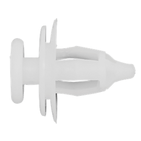 A white plastic panel clip, ideal for securing objects to walls and compatible with OEM Citroen/Peugeot fixtures, Ø18mm x 22mm, from Sealey - Pack of 20 (TCPC1822U).