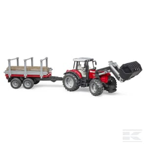 Massey Ferguson 7480 with Front Loader & Timber Trailer – 1:16 Scale Farm Model | U02046