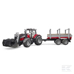 Massey Ferguson 7480 with Front Loader & Timber Trailer – 1:16 Scale Farm Model | U02046