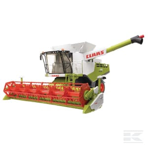 A professional-grade Claas Lexion 780 tracked combine harvester - U02119 by Bruder, featuring distinctive green and red components, designed for efficient agricultural harvesting.