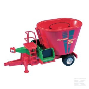 The Strautmann 1050 fodder mixer - U02127 by Bruder is a red and green toy agricultural machine with wheels and a detachable component, likely representing a scale 1:16 farm mixer or fodder mixer.