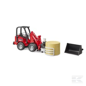 Schäffer Compact Loader 2630 with Bale Gripper & Round Bale – 1:16 Scale | U02192