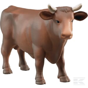 A realistic plastic Bull, brown - U02309 by Bruder, featuring white horns and a detailed design, stands on a white background. Perfect for children aged 3 and up, this toy is crafted at a 1:16 scale.