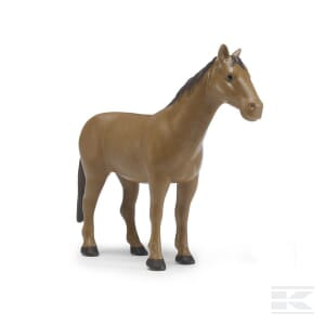 A 1:16 scale Bruder Horse, brown (Product Code: U02352) with a black mane and tail stands on a white background, perfect for children aged 3 and up.