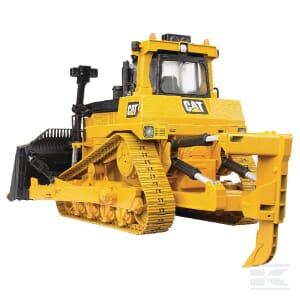 Yellow Caterpillar compact excavator - U02452 by Bruder, featuring a front blade and rear ripper, designed for intensive earth-moving tasks. This 1:16 scale model construction vehicle perfectly replicates the power of its full-sized counterpart.