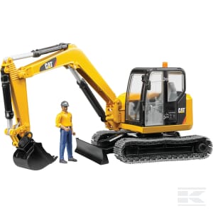 CAT Mini Excavator + Worker – 1:16 Scale Construction Toy for Play & Display | U02466