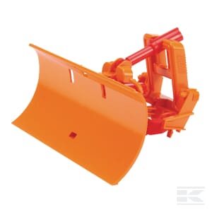 The Bruder Snow Plough Blade - U02581, crafted from orange plastic and featuring a red lever, is perfect for any Scale 1:16 setup or agricultural play scene.