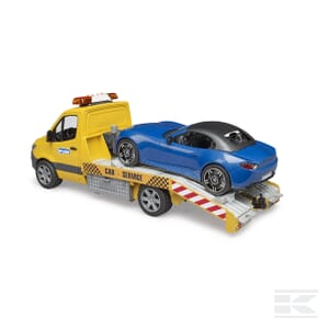 MB Sprinter transporter with Light + Sound Module and BRUDER Roadster - U02675