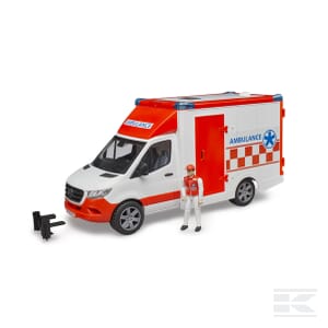 MB Sprinter Ambulance with Driver & Light + Sound Module – 1:16 Scale, Playable & Interactive Model | U02676