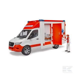 MB Sprinter Ambulance with Driver & Light + Sound Module – 1:16 Scale, Playable & Interactive Model | U02676