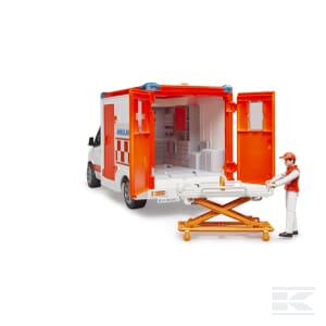 MB Sprinter Ambulance with Driver & Light + Sound Module – 1:16 Scale, Playable & Interactive Model | U02676