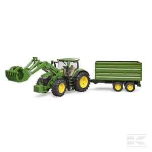 John Deere 7R 350 with front loader and trailer - U03155