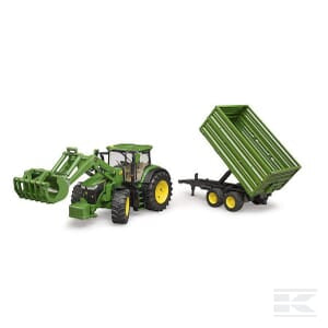 John Deere 7R 350 with front loader and trailer - U03155