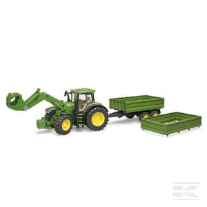 John Deere 7R 350 with front loader and trailer - U03155