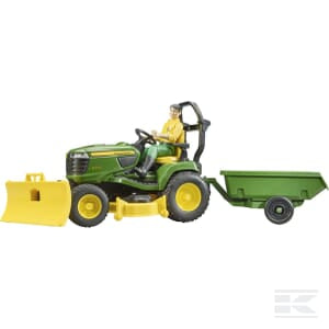 John Deere Lawn Tractor with Trailer & Gardener – 1:16 Scale Toy | U62104