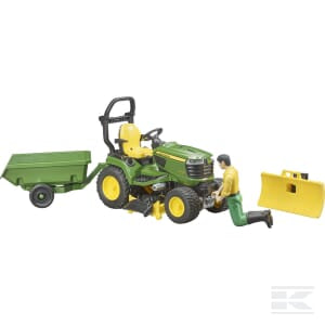 John Deere Lawn Tractor with Trailer & Gardener – 1:16 Scale Toy | U62104