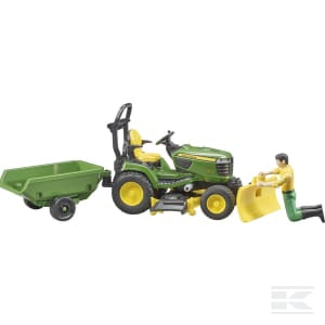 John Deere Lawn Tractor with Trailer & Gardener – 1:16 Scale Toy | U62104