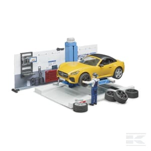 Car Service – 1:16 Scale, Realistic Playset with Sports Car & Mechanic | U62110