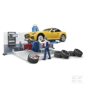 Car Service – 1:16 Scale, Realistic Playset with Sports Car & Mechanic | U62110