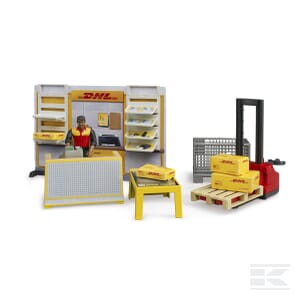 DHL Shop Playset with Hand Pallet Truck – 1:16 Scale | U62251