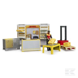 DHL Shop Playset with Hand Pallet Truck – 1:16 Scale | U62251