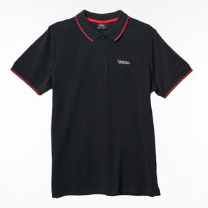 Valtra Men's Black Cotton Piqué Polo Shirt with Red Trim - V428069