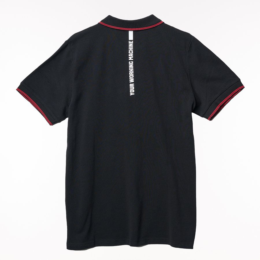 Valtra Men's Black Cotton Piqué Polo Shirt with Red Trim - V428069