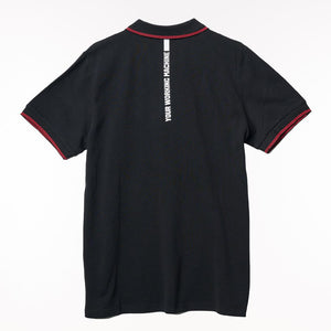 Valtra Men's Black Cotton Piqué Polo Shirt with Red Trim - V428069