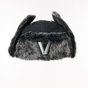 Valtra Winter Hat Black & Grey Faux Fur Ear Flap Hat - V42809000