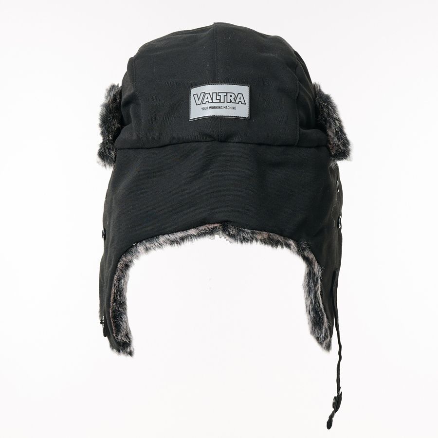 Valtra Winter Hat Black & Grey Faux Fur Ear Flap Hat - V42809000