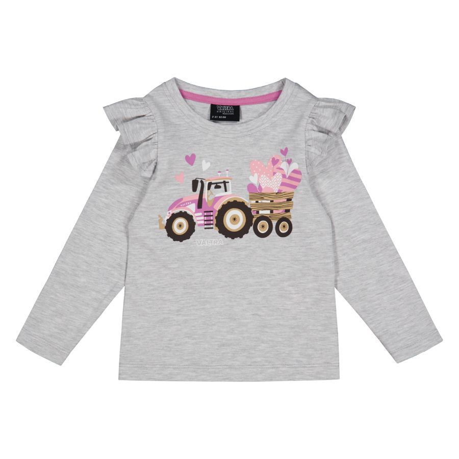 Valtra Girls' Grey Long Sleeve Tractor T-Shirt – 100% Cotton – V4281091