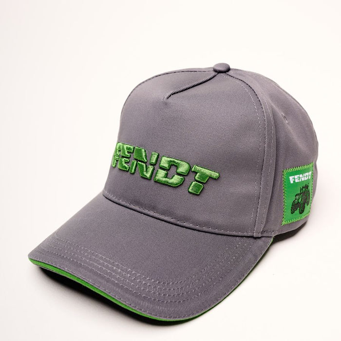 Fendt Grey Cap – 3D Embroidered Logo & Green Piping | X991016122000