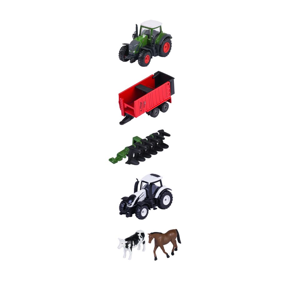 Fendt 5-Piece Toy Farm Set Tractors Trailer Animals Kids Play - X991025131000