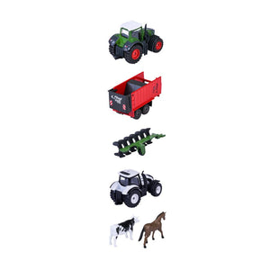 Fendt 5-Piece Toy Farm Set Tractors Trailer Animals Kids Play - X991025131000