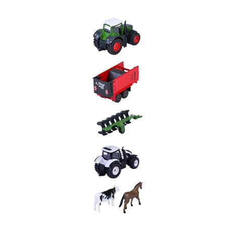 Fendt 5-Piece Toy Farm Set Tractors Trailer Animals Kids Play - X991025131000