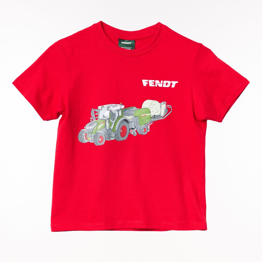 Fendt Kids Red Power T-Shirt 100% Cotton with Tractor Print - X99102519